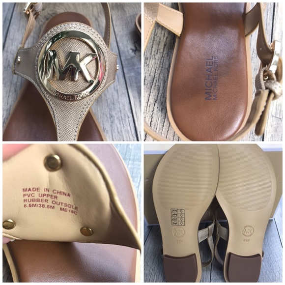 Michael Kors Aubrey Charm Thong Metallic Pale Gold - Picture 7 of 7